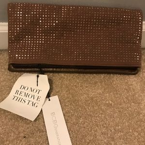 BCBG Bronze sequined clutch